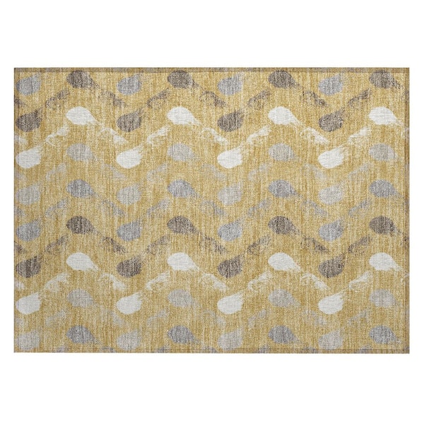 Chantille Machine Washable Indoor/Outdoor Abstract ACN2900 Gold 2 ft. x 3 ft. Accent Rug