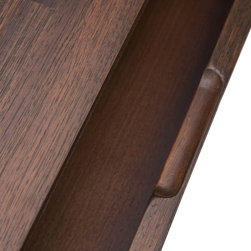 Charcoal Brown Acacia Wood Desk with Drawer and Keyboard Tray