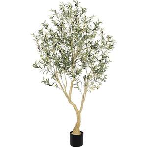 Indoor Outdoor 6 ft. Realistic Texture Potted Silk Artificial Olive ...