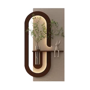 Adjustable 3-Color LED Sandstone Wall Decor with Simulated Green Plants-3D Art Sculpture, Glass Vase and Rabbit Statue