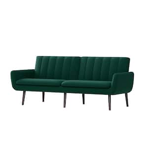 Limbrick 81.25 in. Emerald Green Linen-like Fabric 3-Seat Full Size Convert-a-Couch Sofa Bed