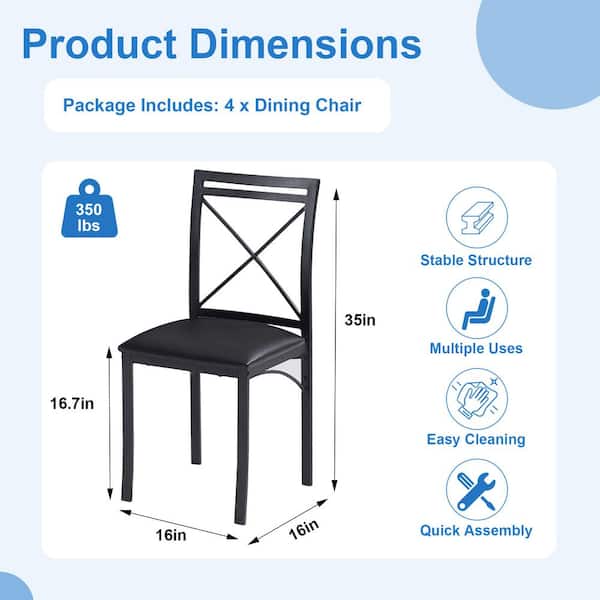 VECELO Dining Chairs (Set of 4) w/Steel Legs, Ergonomic Back VECELO Dining Chairs (Set of 4) w/Steel Legs, Ergonomic Back