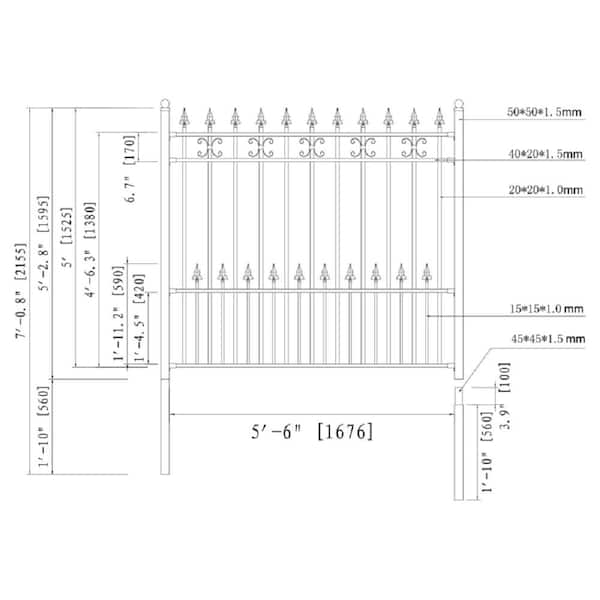 St. Petersburg 5 ft. x 5.5 ft. DIY Iron Wrought Steel Fence Panel
