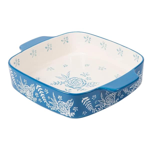 9-Piece Rose Pattern Ceramic Baking Dish Set Porcelain Chip-Resistant Oven Safe for Brownies Casseroles Lasagna