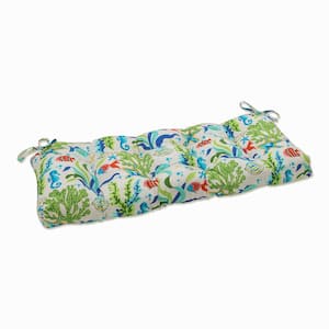 Tropical Rectangular Outdoor Bench Cushion in Blue