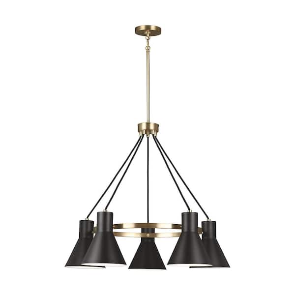 Generation Lighting Towner 5-Light Satin Brass Mid-Century