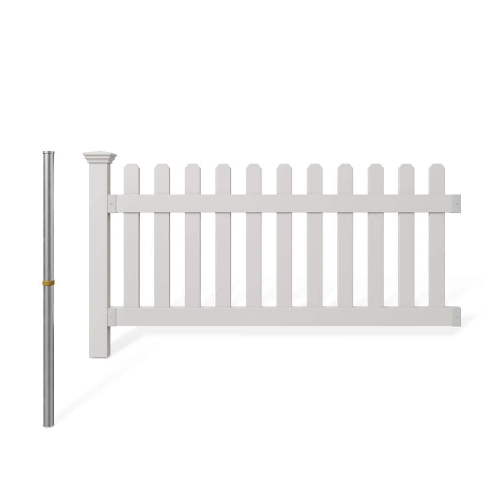 WamBam Fence 3 ft. x 6 ft. Newport Picket Fence W/Post and No-Dig Steel Pipe Anchor Kit