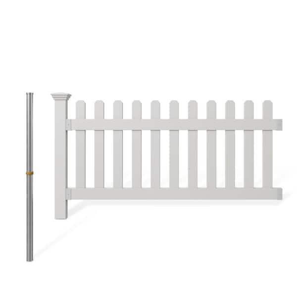 Zippity Outdoor Products Davidson Hinged Portable Event 3-ft H x 5.5-ft W White Vinyl Flat-top Fence Panel No Dig (Unassembled)