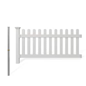 3 ft. x 6 ft. Newport Picket Fence W/Post and No-Dig Steel Pipe Anchor Kit