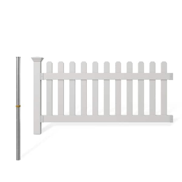 WamBam Fence 3 ft. x 6 ft. Newport Picket Fence W/Post and No-Dig 