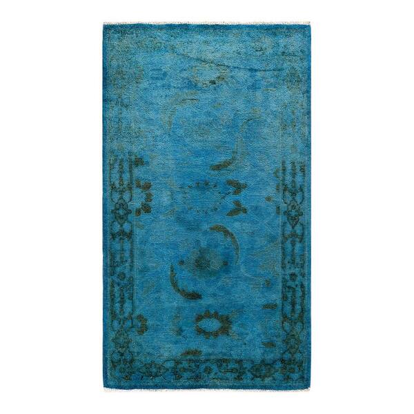 Chloe & Olivia Home Overdyed Blue 3 ft. 2 in. x 5 ft. 6 in. Wool Indoor Area Rug