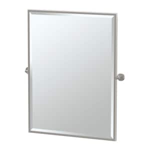 Latitude 25 in. W x 33 in. H Framed Rectangular Beveled Edge Bathroom Vanity Mirror in Satin Nickel