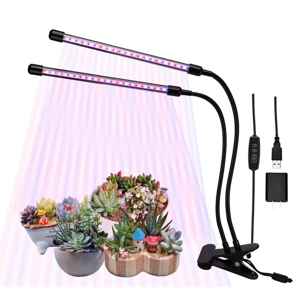 absorption Vulkan haj Homevenus 2-Heads Full Spectrum Clamp LED Grow Lights For Indoor Plants in Red  and Blue Color Changing Light GLC02 - The Home Depot