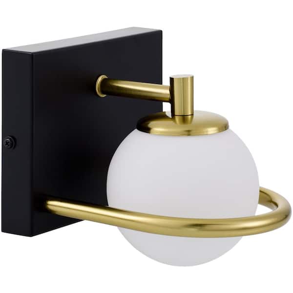 Livabliss Cagney CGY-001 5 in. L x 6 in. W x 6 in. H  ,Black/Gold ,Wall Sconce