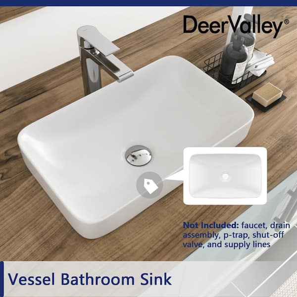 DEERVALLEY 19 in. L x 13 in. W Rectangular Bathroom Ceramic