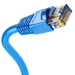 100 ft. Blue CMP Cat 5e 350 MHz 24 AWG Solid Bare Copper Ethernet Network Wire- RJ45 Plug Flame Retardant