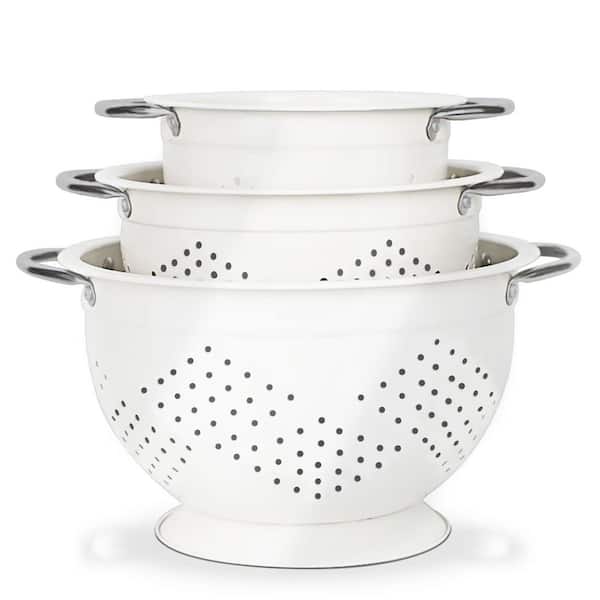 Colander Set for Kitchen, Stainless Steel Handle Food Strainers and Colanders for Pasta, Vegetables, and Fruits