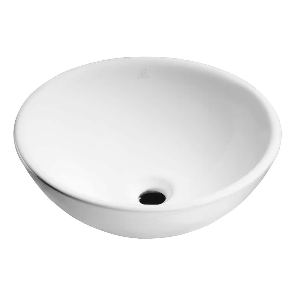 ANZZI Deux Series Round White Ceramic Vessel Sink -  LS-AZ118