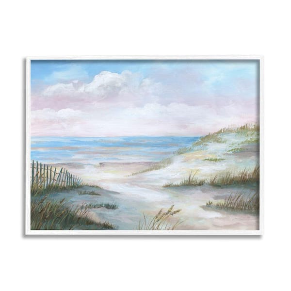 Stupell Industries Rolling Beach Sand Dunes Soft Pink Beach Sky By Nan Framed Print Nature Texturized Art 11 in. x 14 in.