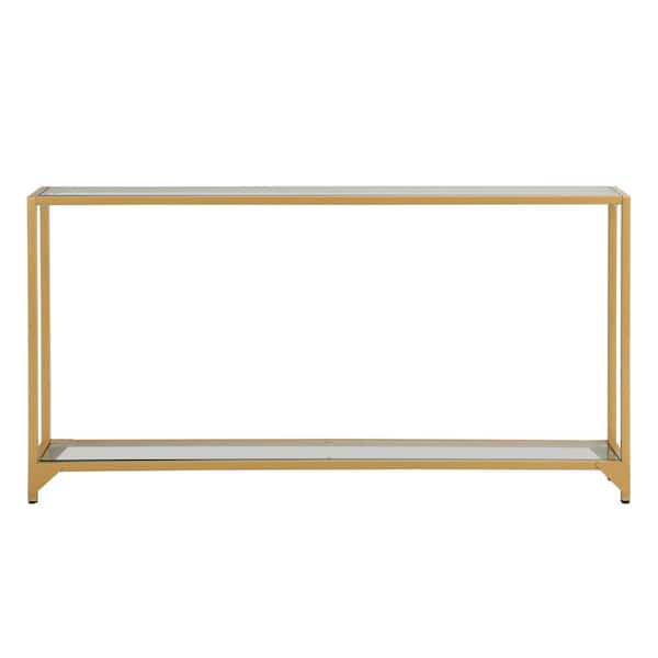 Carolina Chair & Table Graydon 56 in. Gold, Clear Rectangle Glass Console Table