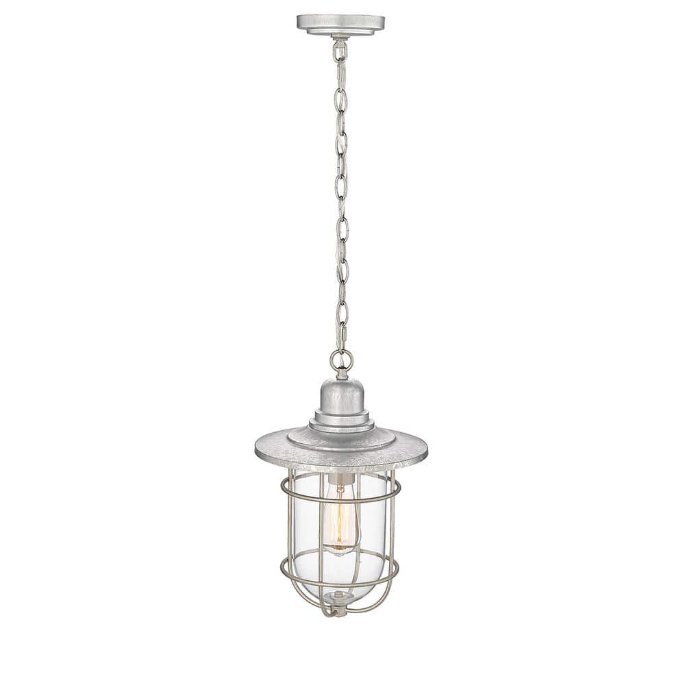 Galvanized Steel Glass Outdoor Hanging Lantern, 16" Height