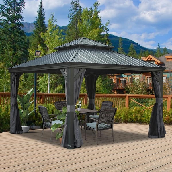 domi outdoor living 12 ft. x 12 ft. Aluminum Hardtop Gazebo with ...