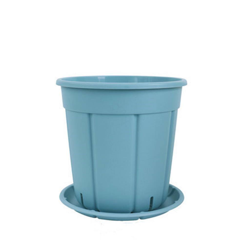 Wellco 9 in. x 9 in. Blue Plastic Planting Pot with Tray PPPWHSBS3