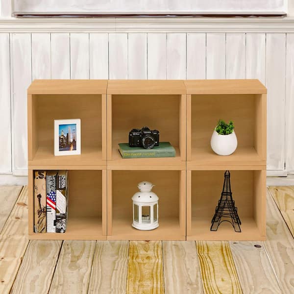 Way Basics 25.6 in. H x 40.2 in. W x 11.2 in. D Oak Recycled Materials 6-Cube Organizer