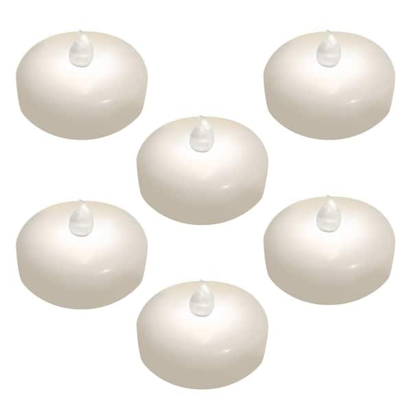 LUMABASE Battery Operated floating LED Candles - White (6-Count)