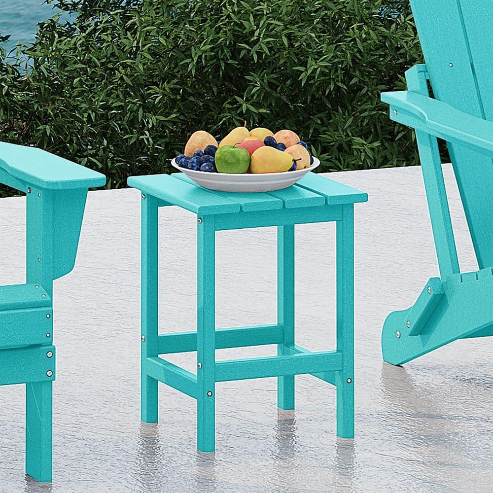 Turquoise HDPE All-Weather Outdoor Patio Side Table