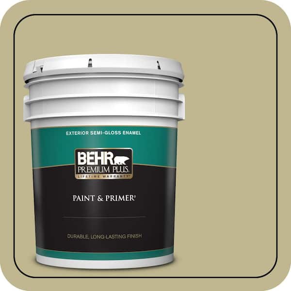 BEHR PREMIUM PLUS 5 gal. #ICC-68 Minced Ginger Semi-Gloss Enamel Exterior Paint & Primer