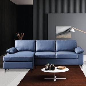 Allwex Breathabo Blue Linen Living Room Recliner Accent Chair with ...