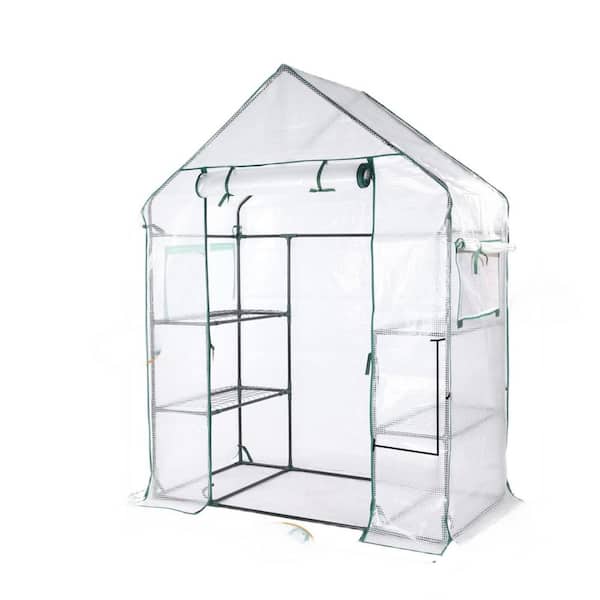 56 in. W x 30 in. D x 76 in. H Greenhouse, Portable Walk in Green House for Garden Plants, White