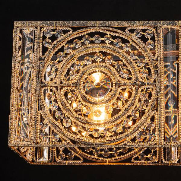 LLHZSY 42.13 in. 4-Light Vintage Antique Bronze Luxury Rectangle