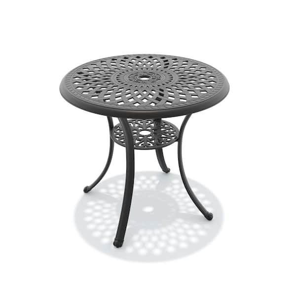 All-weather Black Round Cast Aluminum Outdoor Patio Bistro Table