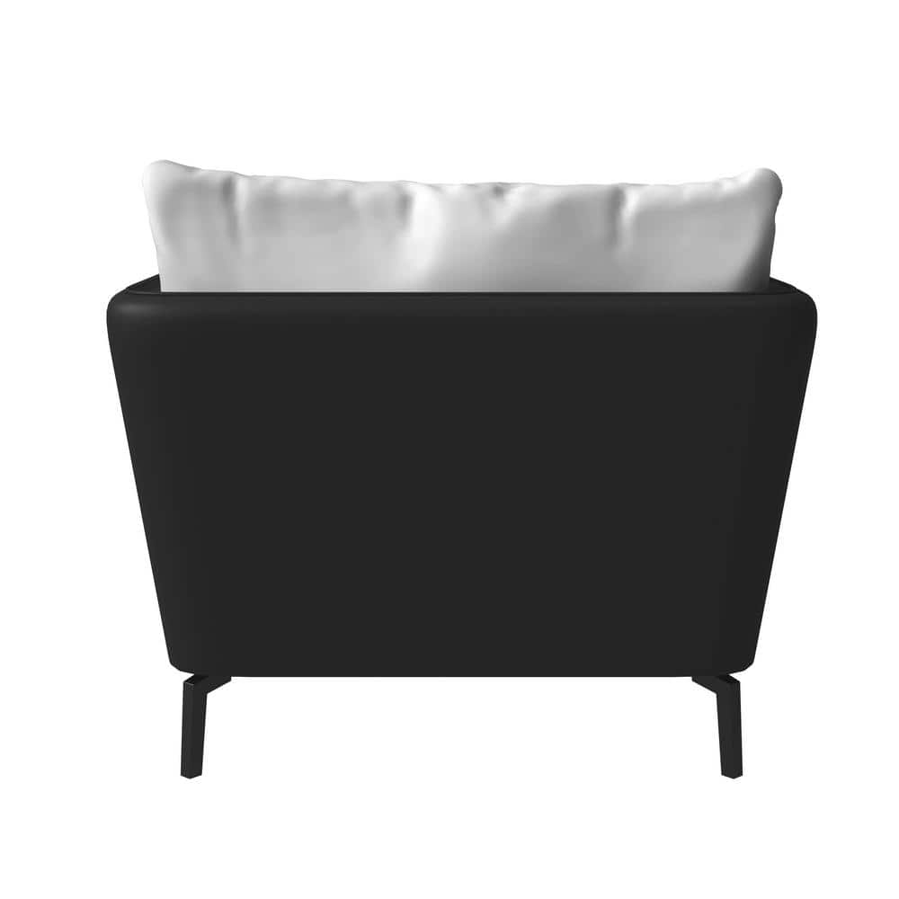 Luxify Black and Gray Faux Leather Barrel Accent Chair