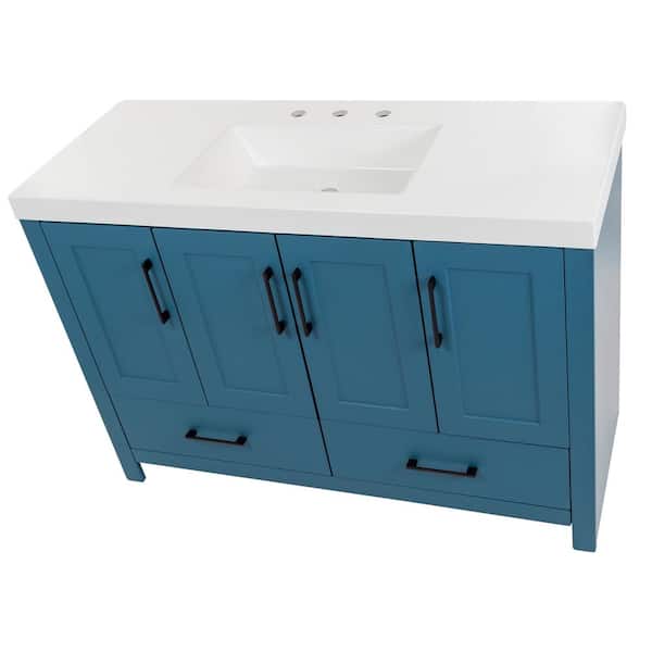 Home Decorators Collection Radien 48 in. W x 19 in. D x 34 in. H Double  Sink Bath Vanity in Admiral Blue with White Cultured Marble Top RN48P2-AE -  The Home Depot