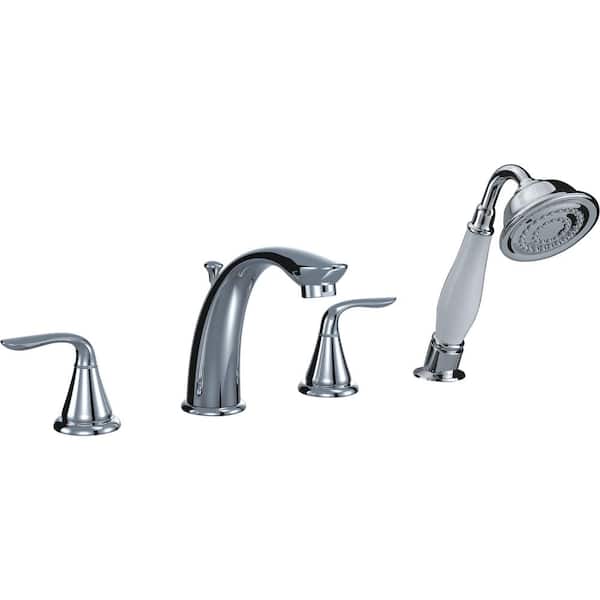 CMI inc Majestic Two Handle Top Deck Mount Roman Tub Faucet with Hand Held Shower in Polished Chrome