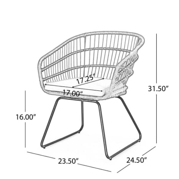 Grey All-Weather Wicker Outdoor Lounge Chair Patio Dining Chair