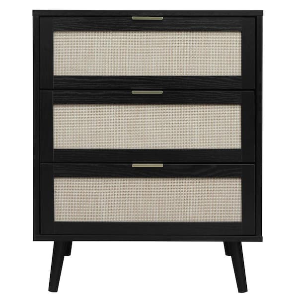 Unbranded 23.62 in. W x 15.39 in. D x 30.51 in. H Black Linen Cabinet with 3-Drawer