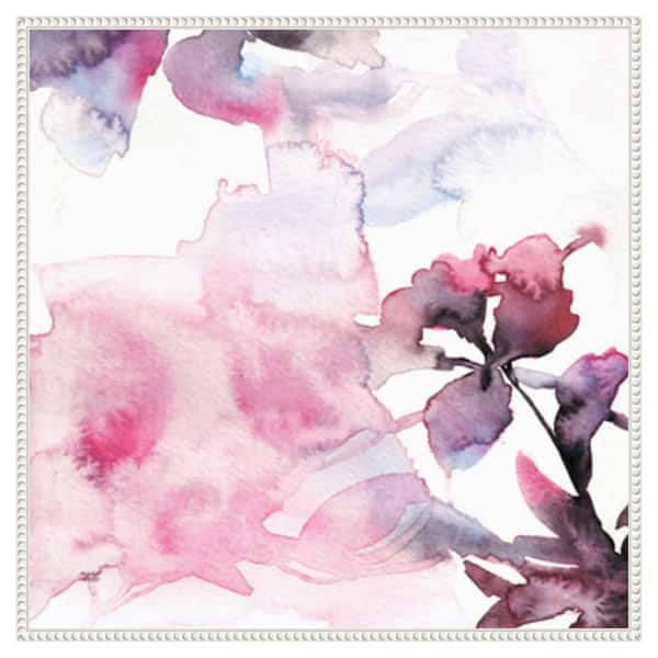 Amanti Art Watercolor Floral Pink Purple Trio II by Andrea Bijou 30 in. W x 30 in. H Canvas Float Frame in White