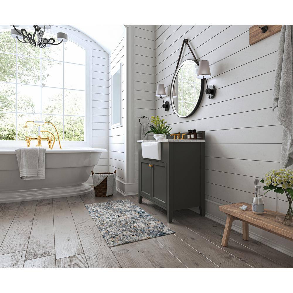 Adeline 36'' Sapphire Gray Wood Bathroom Vanity with Marble Top