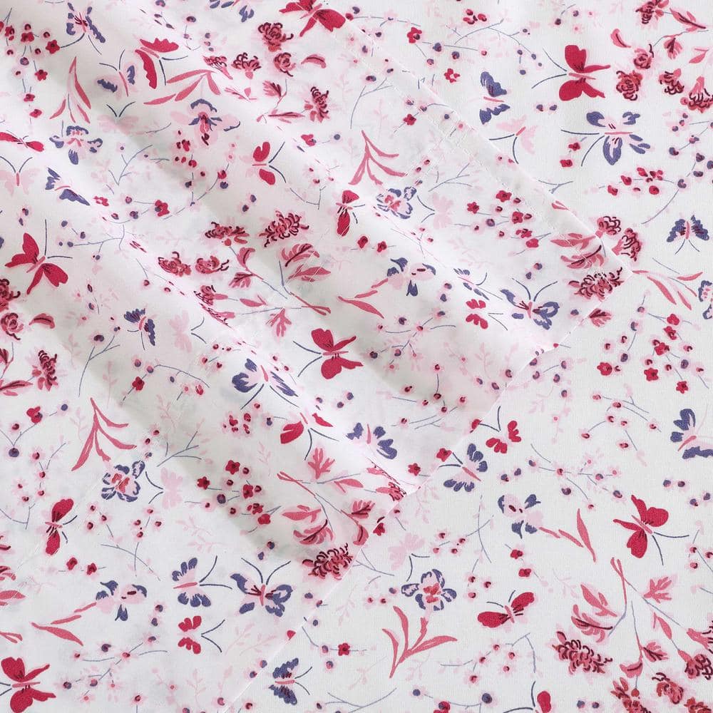 Mystic Garden Pink Floral King Microfiber Sheet Set