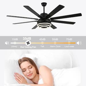 Maya 72 in. Indoor Matte Black DIY Shape Dimmable Modern Ceiling Fan with LED Light Reversible 6-Speed Ceiling w/ Remote