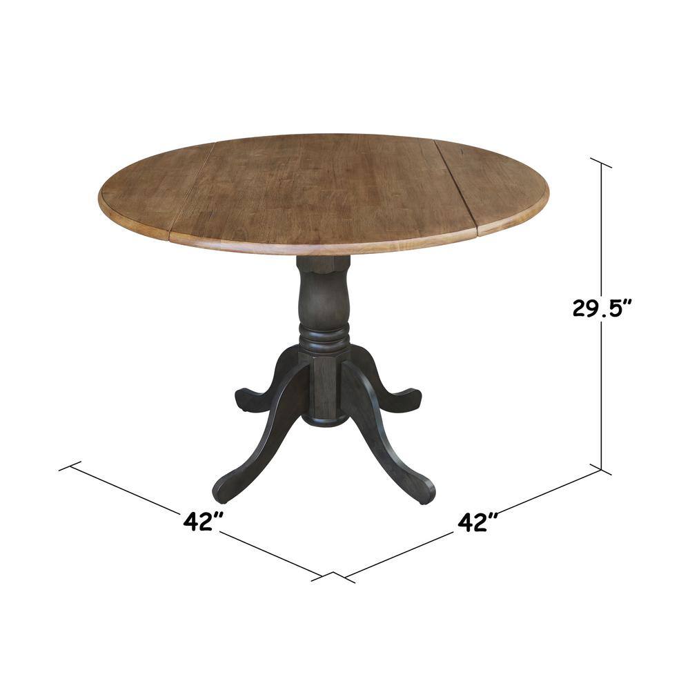 Cottage Charm 42" Round Hickory Wood Extendable Dining Table