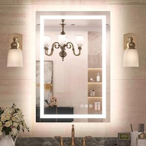 24 in. W x 36 in. H Rectangular Frameless with Frontlit & Backlit Anti-Fog LED Mirro Wall Mount Bathroom Vanity Mirror