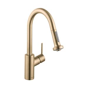 Talis S² Single-Handle Pull Down Sprayer Kitchen Faucet with QuickClean in Brushed Gold Optic