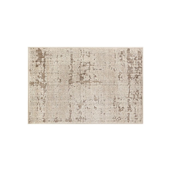 Textured Abbstract Sandstone Indoor High-Low Area Rug 2 ft. x 4 ft. Beige