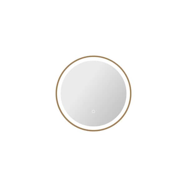 21 in. W x 21 in. H Round Framed LED Wall Mirror in Satin Gold