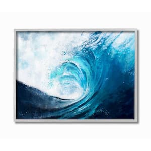 Stupell Industries Cresting Ocean Wave Blue Beach Painting Black Framed Wall Art, 11 x 14, byZiwei Li